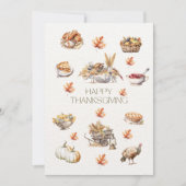 グリーンモダン秋ウォーターカラーハッピーサンクスギビング シーズンカード (正面)