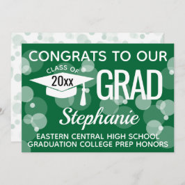 グリーンモダン紙吹雪《写真》ぼけ味バブル卒業 招待状