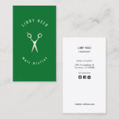 グリーンモダン美容師金ゴールドはさみサロン 名刺 (正面/裏面)