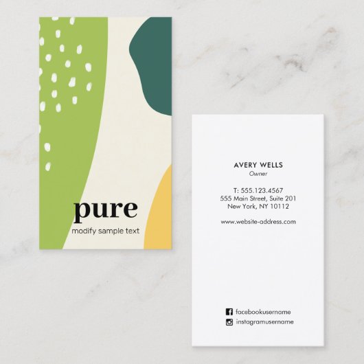 グリーンモダン色彩の鮮やか抽象芸術図形 名刺 (正面/裏面)