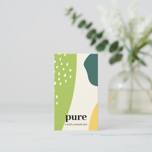 グリーンモダン色彩の鮮やか抽象芸術図形 名刺 (スタンド正面)