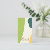 グリーンモダン色彩の鮮やか抽象芸術図形 名刺 (スタンド正面)