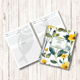 グリーンモダン葉フラワーファミリーレシピ本 ノートブック