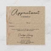 グリーンモダン赤面ピンククラフトアポイントメントカード スクエア名刺 (裏面)