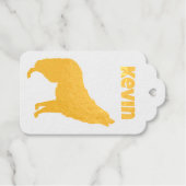 グリーンモダン迷彩柄ブラックウルフシルエットモノグラム | ギフトタグ (正面 (横))