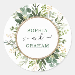 グリーンモダン金ゴールドガーデング結婚リーズ ラウンドシール
