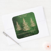 グリーンモダン金ゴールドグリッターパインクリスマスキャンドル スクエアシール (封筒)