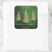 グリーンモダン金ゴールドグリッターパインクリスマスキャンドル スクエアシール (バッグ)