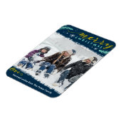 グリーンモダン金ゴールドスクリプシンプルト写真ホリデー マグネット (左側)