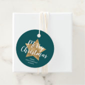 グリーンモダン金ゴールドスタークリスマス フェイバータグ (インサイチュ)