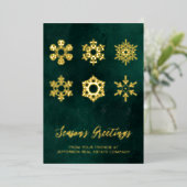 グリーンモダン金ゴールドスノーフレーク事業 箔シーズンカード (立ち正面)