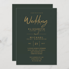 グリーンモダン金ゴールドプレミアムウェディング 招待状