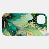 グリーンモダン金ゴールドマーブルモノグラムパーソナライズされた Case-Mate iPhoneケース (裏面 (横))