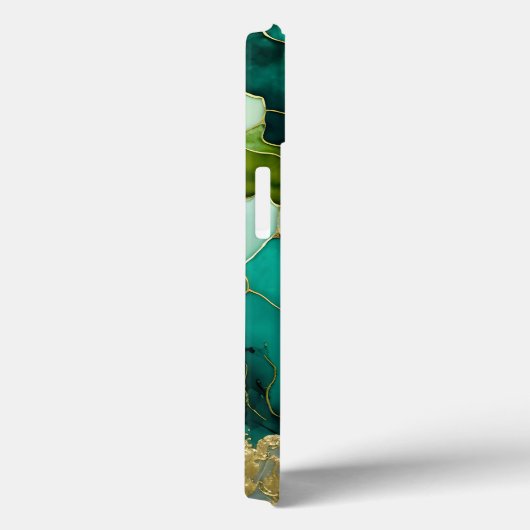 グリーンモダン金ゴールドマーブルモノグラムパーソナライズされた Case-Mate iPhoneケース (裏面 / 右)