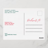 グリーンモダン金ゴールドメリークリスマス数々の写真 箔シーズンポストカード (裏面)