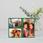 グリーンモダン金ゴールドメリークリスマス数々の写真 箔シーズンポストカード (立ち正面)