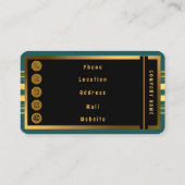 グリーンモダン金ゴールドラグジュアリーリネンテクスチャコレクション 名刺 (裏面)