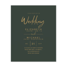グリーンモダン金ゴールド予算の結婚式の招待