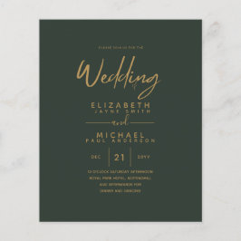 グリーンモダン金ゴールド予算の結婚式の招待