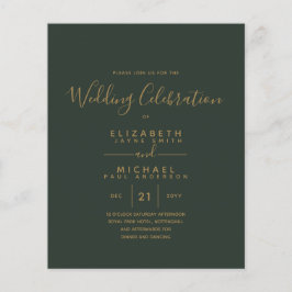 グリーンモダン金ゴールド予算の結婚式の招待