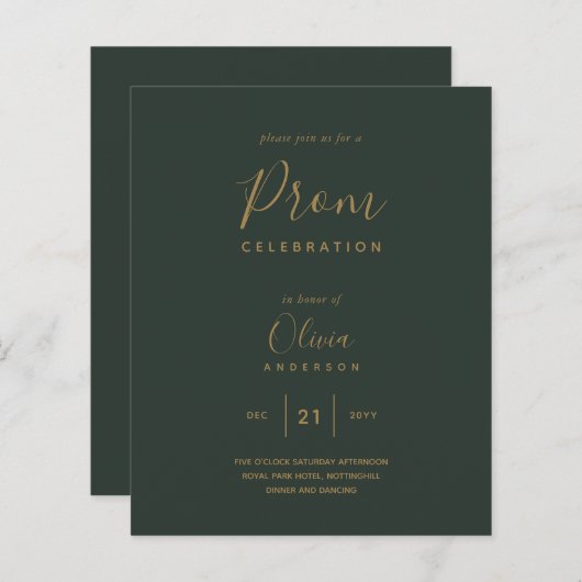 グリーンモダン金ゴールド予算PROM (正面/裏面)