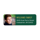 グリーンモダン金ゴールド卒業写真差出人住所 ラベル (正面)