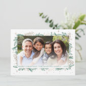 グリーンモダン金ゴールド植物写真チストマスホリダ シーズンカード (スタンド正面)