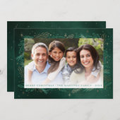 グリーンモダン金ゴールド植物写真チストマ シーズンカード (正面/裏面)