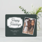 グリーンモダン馬馬フォトクリスマスカード シーズンカード (スタンド正面)