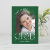 グリーンモダン2フォトアーチ卒業 案内状 (スタンド正面)