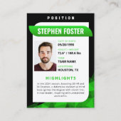 グリーンモダン&ブラックサッカーのトレーディングカード コーリングカード (裏面)