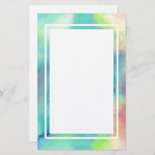 グリーンモダン&ブルー宇宙ネブラウォーター色 便箋 (正面/裏面)