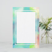 グリーンモダン&ブルー宇宙ネブラウォーター色 便箋 (スタンド正面)