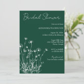 グリーンモダン&ホワイトワイルドフラワーブライダルシャワー 招待状 (スタンド正面)