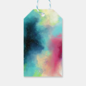 グリーンモダン&レッド宇宙ネブラウォーター色 ギフトタグ (裏面)