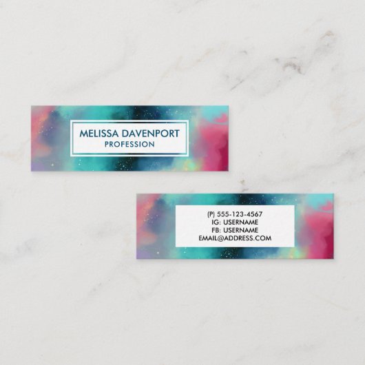 グリーンモダン&レッド宇宙ネブラウォーター色 スキニー名刺 (正面/裏面)