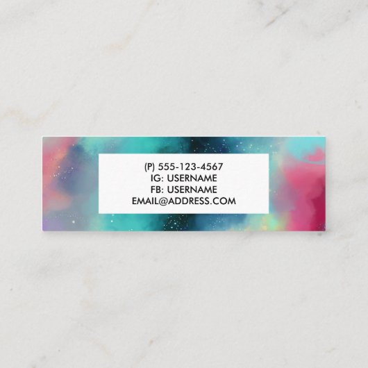 グリーンモダン&レッド宇宙ネブラウォーター色 スキニー名刺 (裏面)