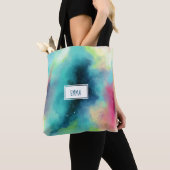 グリーンモダン&レッド宇宙ネブラウォーター色 トートバッグ (クローズアップ)