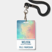 グリーンモダン&レッド宇宙ネブラウォーター色 バッジ (ストラップ付き表面)