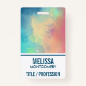 グリーンモダン&レッド宇宙ネブラウォーター色 バッジ (正面)