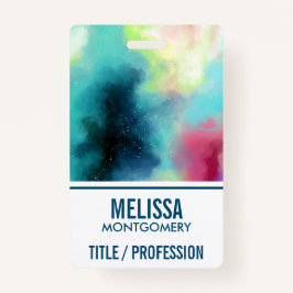 グリーンモダン&レッド宇宙ネブラウォーター色 バッジ