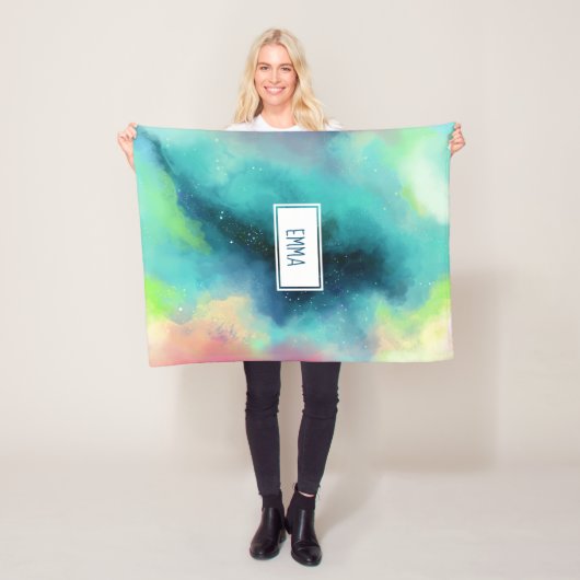 グリーンモダン&レッド宇宙ネブラウォーター色 フリースブランケット (インサイチュ)