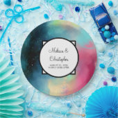 グリーンモダン&レッド宇宙ネブラウォーター色 ペーパープレート (パーティー)