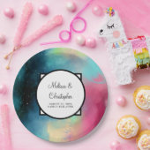 グリーンモダン&レッド宇宙ネブラウォーター色 ペーパープレート (パーティー)