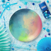 グリーンモダン&レッド宇宙ネブラウォーター色 ペーパープレート (パーティー)