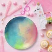 グリーンモダン&レッド宇宙ネブラウォーター色 ペーパープレート (パーティー)