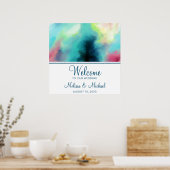 グリーンモダン&レッド宇宙ネブラウォーター色 ポスター (キッチン)