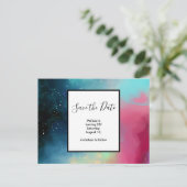 グリーンモダン&レッド宇宙ネブラウォーター色 ポストカード (スタンド正面)