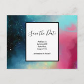 グリーンモダン&レッド宇宙ネブラウォーター色 ポストカード (正面)