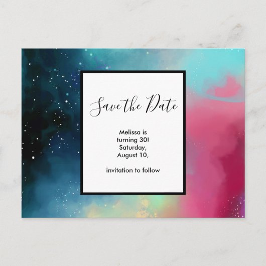 グリーンモダン&レッド宇宙ネブラウォーター色 ポストカード (正面)